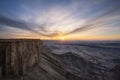 Sunrise over mars desert and blue valley from Moonscape Overlook Royalty Free Stock Photo