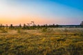 Sunrise over marshland in autumn coloured national park in Finland Royalty Free Stock Photo