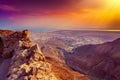 Sunrise over Masada fortres
