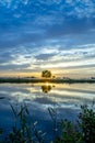 Sunrise over the meadows of the Zwanburgerpolder in Warmond Royalty Free Stock Photo