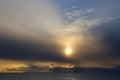 Sunrise over the Mediterranean Sea in the National park of Camargue in France Royalty Free Stock Photo