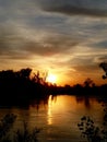 Sunrise over Missouri River Royalty Free Stock Photo