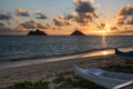 Sunrise over the Mokulua Islands from Lanikai Beach Royalty Free Stock Photo