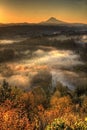 Sunrise Over Mount Hood Foggy Morning Vertorama Royalty Free Stock Photo