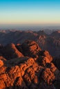 Sunrise over Mount Sinai, view from Mount Moses Royalty Free Stock Photo