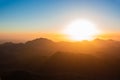 Sunrise over Mount Sinai, view from Mount Moses Royalty Free Stock Photo