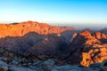 Sunrise over Mount Sinai, view from Mount Moses Royalty Free Stock Photo