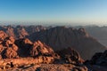 Sunrise over Mount Sinai, view from Mount Moses Royalty Free Stock Photo