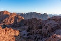 Sunrise over Mount Sinai, view from Mount Moses Royalty Free Stock Photo