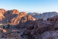 Sunrise over Mount Sinai, view from Mount Moses Royalty Free Stock Photo