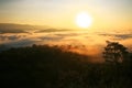Sunrise over mountain and fog Royalty Free Stock Photo