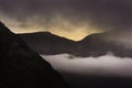 Sunrise over mountain ridge in Lake District, UK Royalty Free Stock Photo