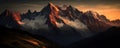 sunrise over the mountains - epic view. Generative AI