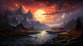 Sunrise over the mountains. Generative AI. Royalty Free Stock Photo