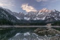 Sunrise over Mt. Mangart and Fusine lakes