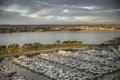 Sunrise over North bay and yacht harbor, San Diego, CA, USA Royalty Free Stock Photo