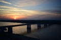 Sunrise over the Ob river in Altai near Siberia in Barnaul city