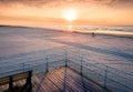 Sunrise over the ocean aerial view