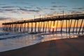 Sunrise over Ocean and Avalon Pier in Kill Devils Hill North Carolina Royalty Free Stock Photo