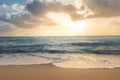 Sunrise over the ocean on the beach Royalty Free Stock Photo
