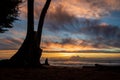 Sunrise over the ocean on the beach of Wailua Royalty Free Stock Photo