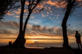 Sunrise over the ocean on the beach of Wailua Royalty Free Stock Photo
