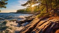 Sunrise Over The Ocean: A Captivating View At Magog Beach In Maine Royalty Free Stock Photo