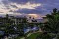 Sunrise over the ocean at a resort at Waipouli Beach near Kapa`a Kauai Hawaii USA Royalty Free Stock Photo