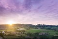 Sunrise over Oingt village, Beaujolais, France Royalty Free Stock Photo