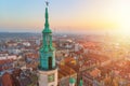 Sunrise over Old Market and Town Hall in Poznan