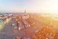 Sunrise over Old Market and Town Hall in Poznan, Poland