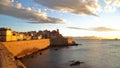 Sunrise over the old town of Antibes, France Royalty Free Stock Photo