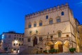 Sunrise over Palazzo dei Priori in the old town of Perugia in It Royalty Free Stock Photo