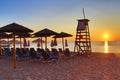 Sunrise over Paralia Katerinis beach Greece Royalty Free Stock Photo