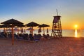 Sunrise over Paralia Katerinis beach Greece Royalty Free Stock Photo