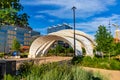 Sunrise over Performance Pavilion Gene Leahy Mall Riverfront Omaha Nebraska USA Royalty Free Stock Photo