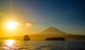 Sunrise over Pico volcano and island, Azores, Portugal Royalty Free Stock Photo