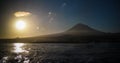 Sunrise over Pico volcano and island, Azores, Portugal Royalty Free Stock Photo