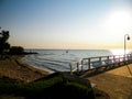 Sunrise over pier in Gdynia, Poland Royalty Free Stock Photo