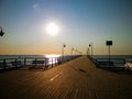 Sunrise over pier in Gdynia, Poland Royalty Free Stock Photo