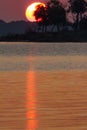 Sunrise over placid lake