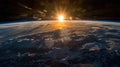 Sunrise Over Planet Earth: USA Shines in Blue Horizon of Space Royalty Free Stock Photo