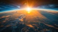 Sunrise Over Planet Earth: USA Shines in Blue Horizon of Space Royalty Free Stock Photo