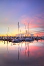 Sunrise over a quiet harbor in old Naples, Florida Royalty Free Stock Photo