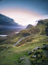 Sunrise over the Quiraing on the Isle of Skye in Scotland. Royalty Free Stock Photo