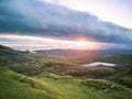 Sunrise over the Quiraing on the Isle of Skye in Scotland. Royalty Free Stock Photo