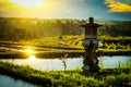 Sunrise over the rice terrace fields Royalty Free Stock Photo