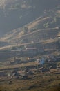 Sunrise over rice terrace with small village Royalty Free Stock Photo