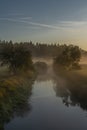 Sunrise over river Blanice in south Bohemia in autumn nice morning