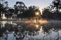 Sunrise over a river at Forbes, New South Wales, Australia Royalty Free Stock Photo